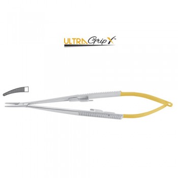 UltraGripX™ TC Jacobson Micro Needle Holder Curved - With Lock Stainless Steel, 21.5 cm - 8 1/2"